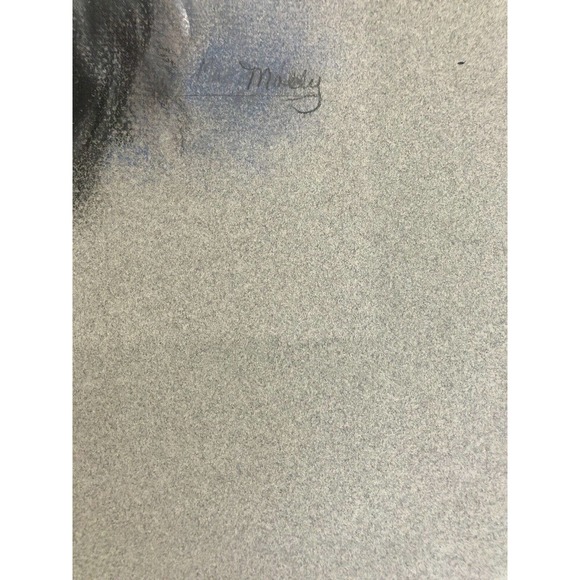 Vintage Pastel Drawing Schnauzer Gray Dog Original Art - Picture 6 of 8